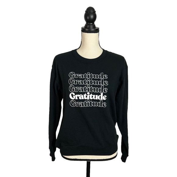 Sub_Urban Riot Womens Graphic Crewneck Sweater XS black “gratitude” long sleeve - Picture 1 of 10